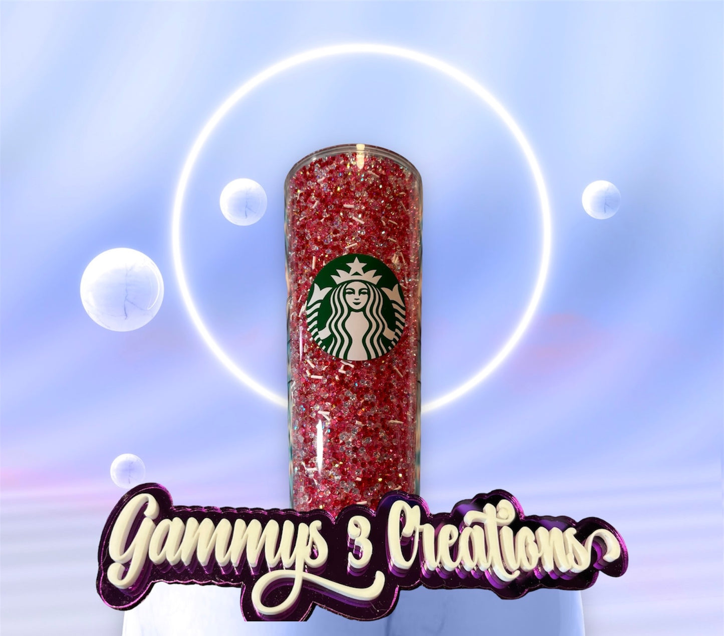 24oz Rhinestone Filled Tumbler